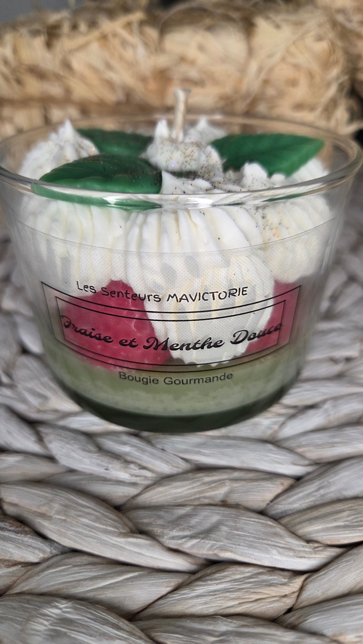 BOUGIE GOURMANDE FRAISE ET MENTHE DOUCE