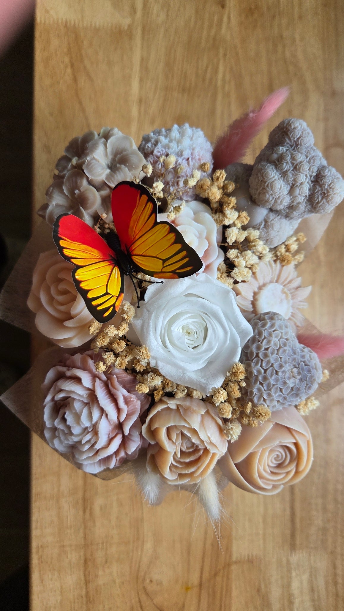 BOUQUET FONDANTS MONOI  AVEC UNE ROSE ETERNELLE