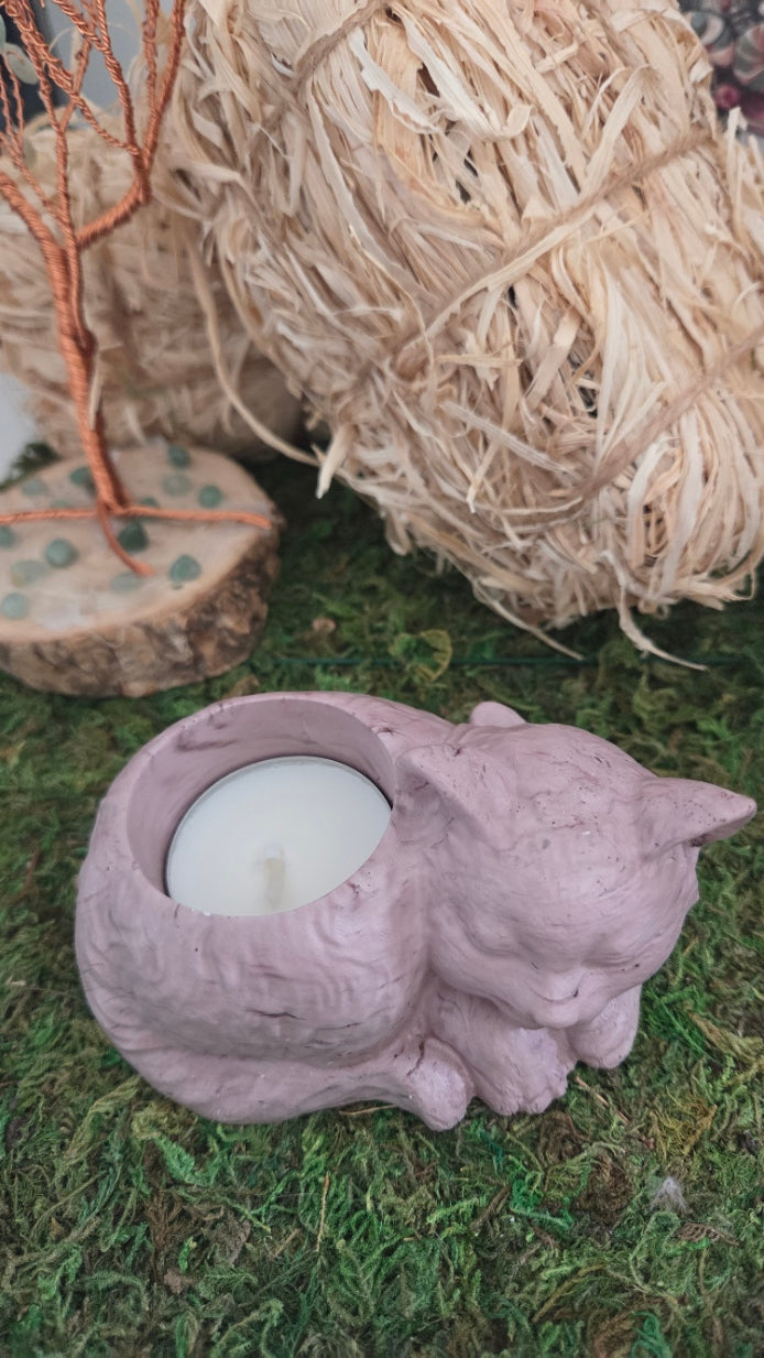 BOUGEOIR CHAT ET SA BOUGIE CHAUFFE PLAT