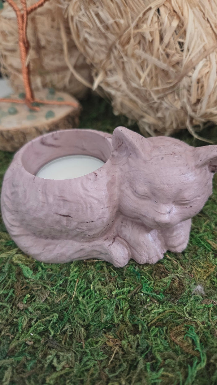 BOUGEOIR CHAT ET SA BOUGIE CHAUFFE PLAT