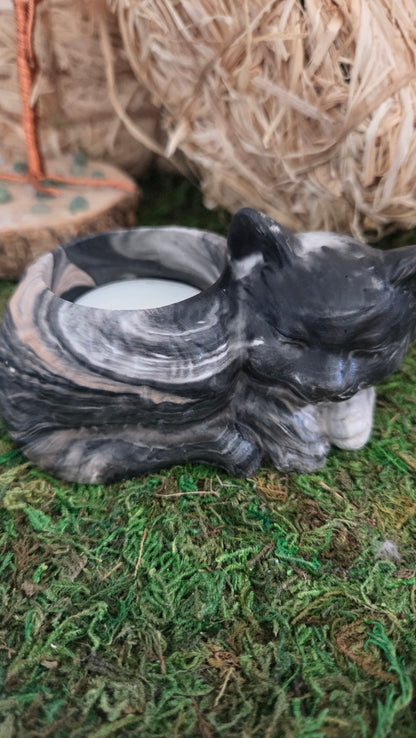 BOUGEOIR CHAT ET SA BOUGIE CHAUFFE PLAT