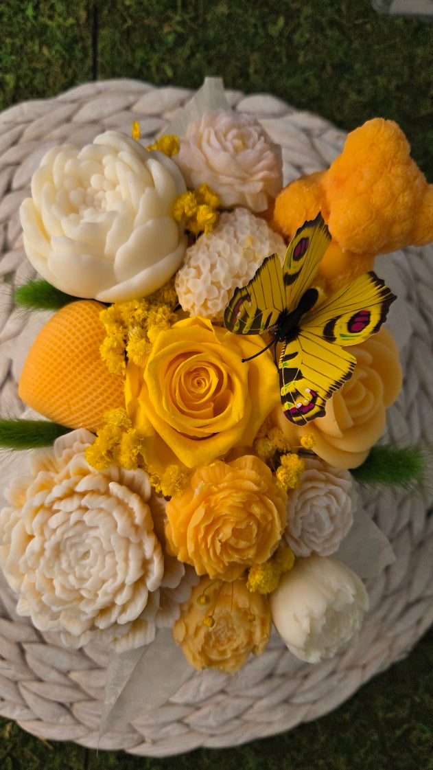 BOUQUET FONDANTS CLEMENTINE MONOI AVEC UNE ROSE ETERNELLE
