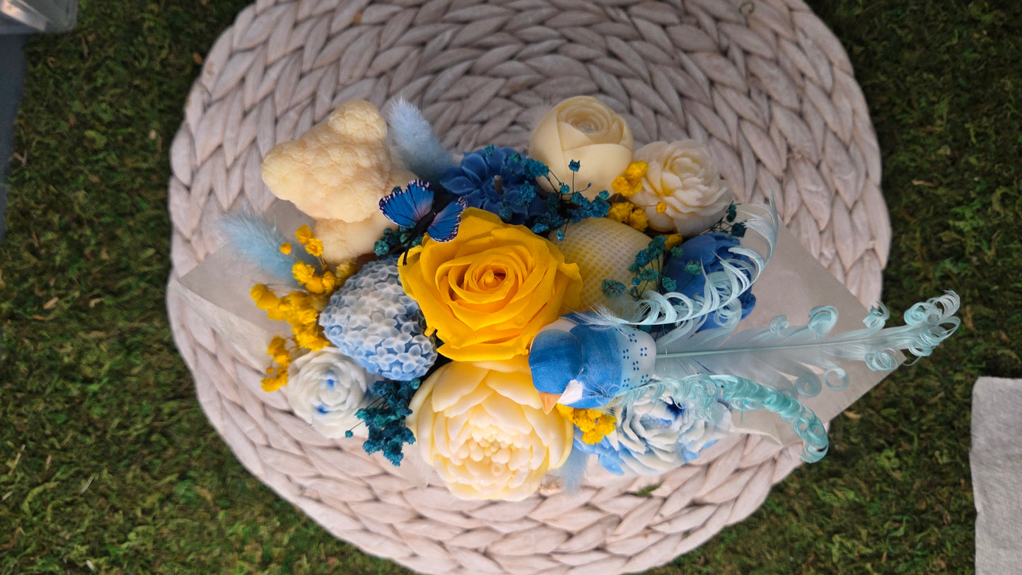 BOUQUET FONDANTS PATCHOULI  AVEC UNE ROSE ETERNELLE
