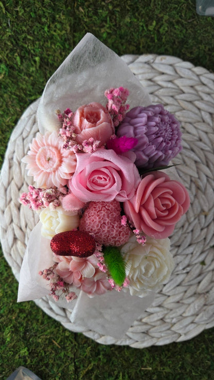 BOUQUET FONDANTS ADOUCISSANT AVEC UNE ROSE ARTIFICIELLE