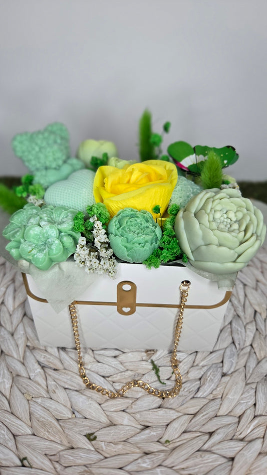 BOUQUET FONDANTS MONOI AVEC UNE ROSE ARTIFICIELLE