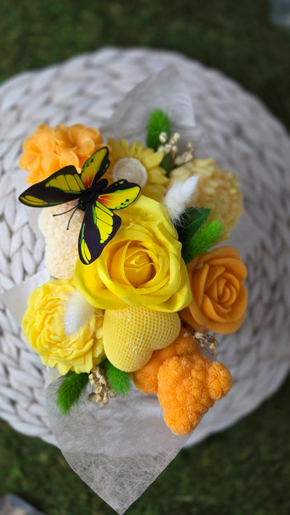 BOUQUET FONDANTS BOUQUET SOLAIRE AVEC UNE ROSE ARTIFICIELLE